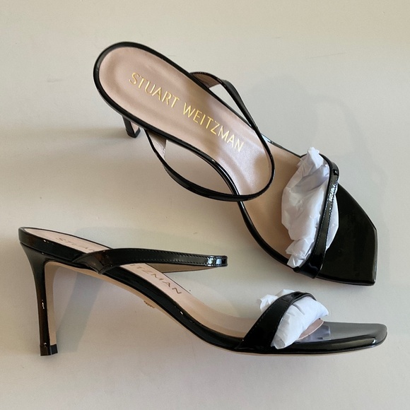STUART WEITZMAN Aleena 100 Sandal Black Patent Leather Size 8.5 LIKE NEW - Picture 3 of 7